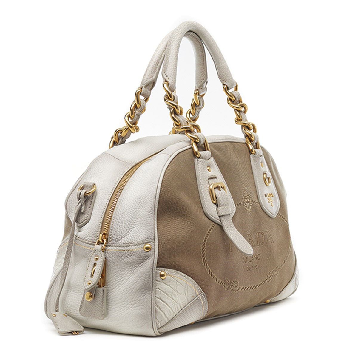 Prada Sac Cabas Canapa en Toile marron/beige Etat: Très bon état - 35x25 cm