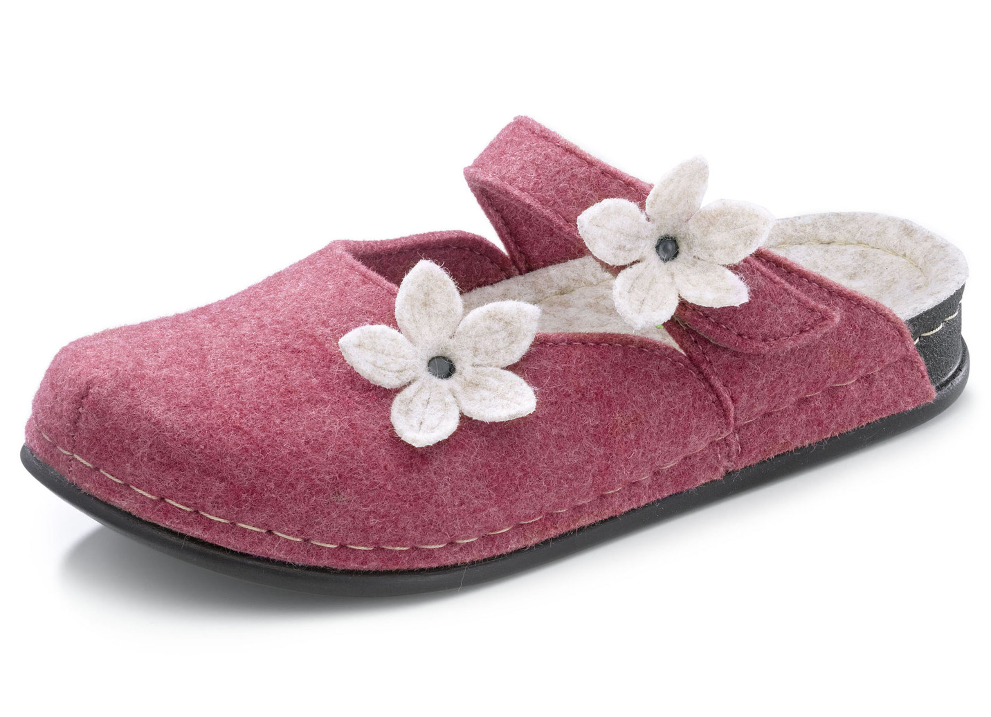 Pantoffel mit tollen Filzblüten