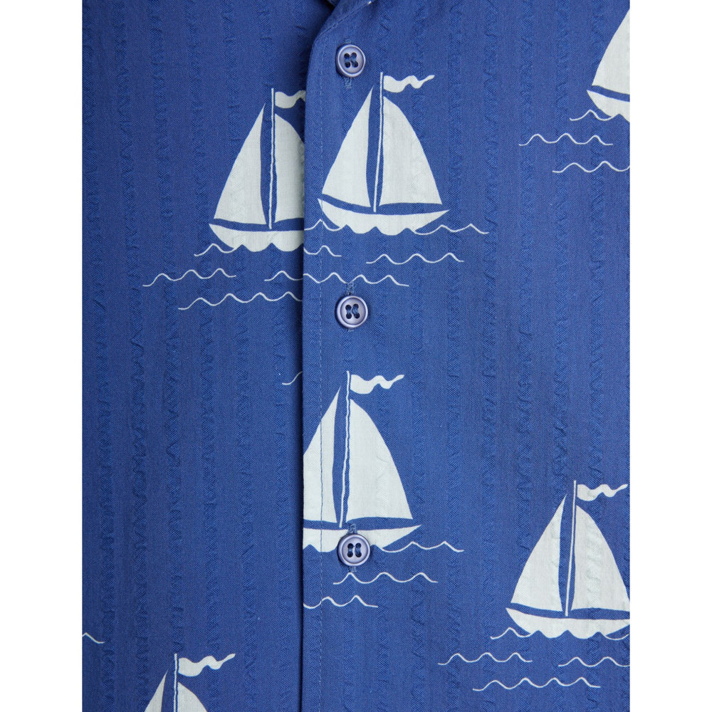 Køb Mini Rodini Blue Sailing Boats AOP Woven Skjorte