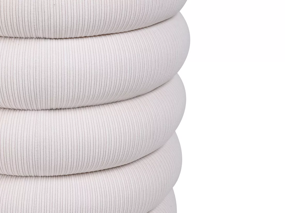 Pouf en velours côtelé crème ECAMBI