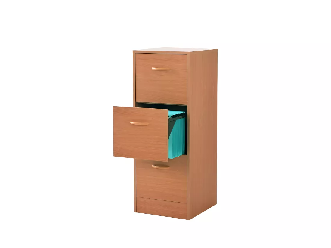 Classeur 3 Tiroirs Pour 75 Dossiers Suspendus 41,4 x 108,4 x 44 cm - Coloris: Hêtre