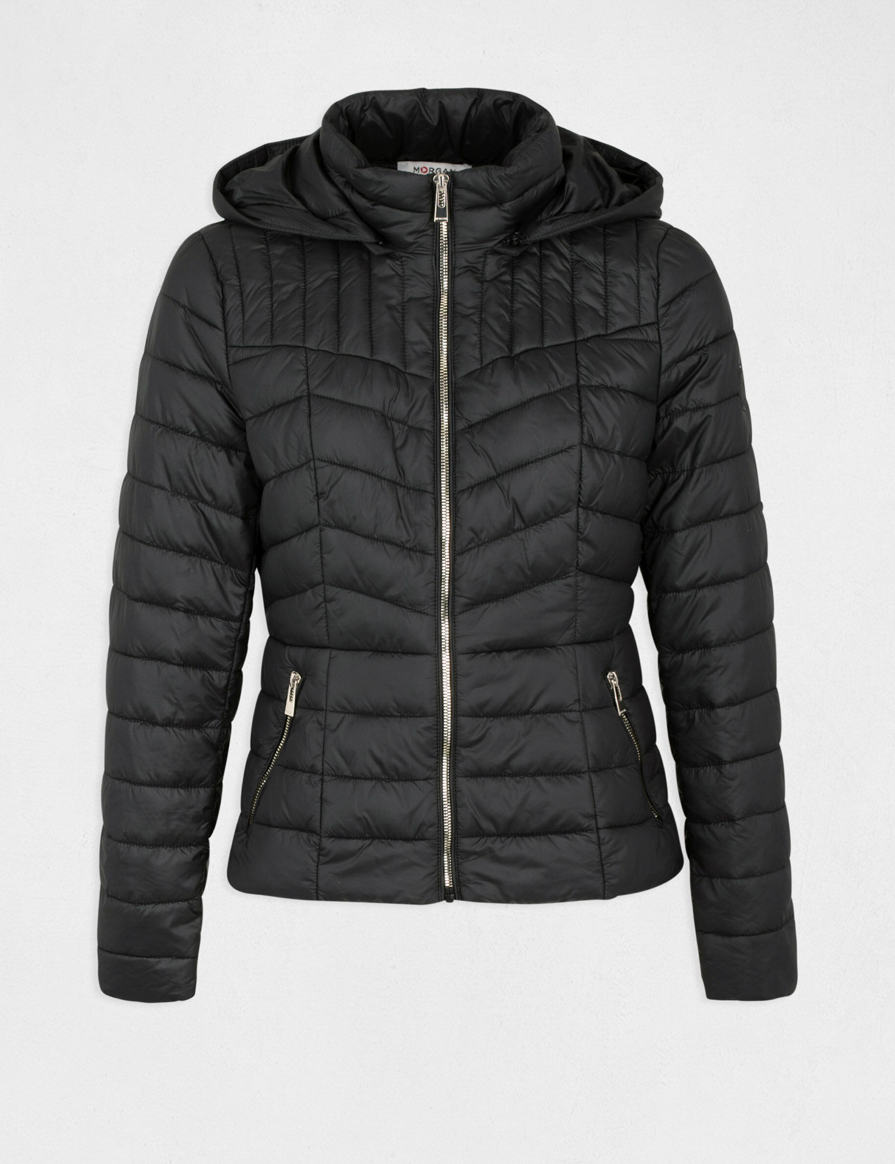 Doudoune ajustée à capuche noir femme - noir