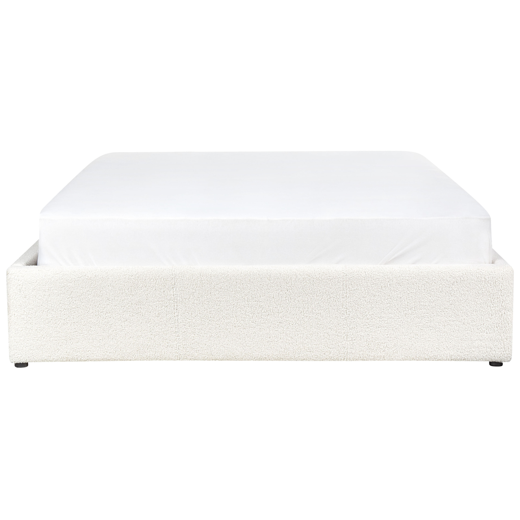 Beliani-DINAN-Tweepersoonsbed-Gebroken wit-140 x 200 cm-Bouclé