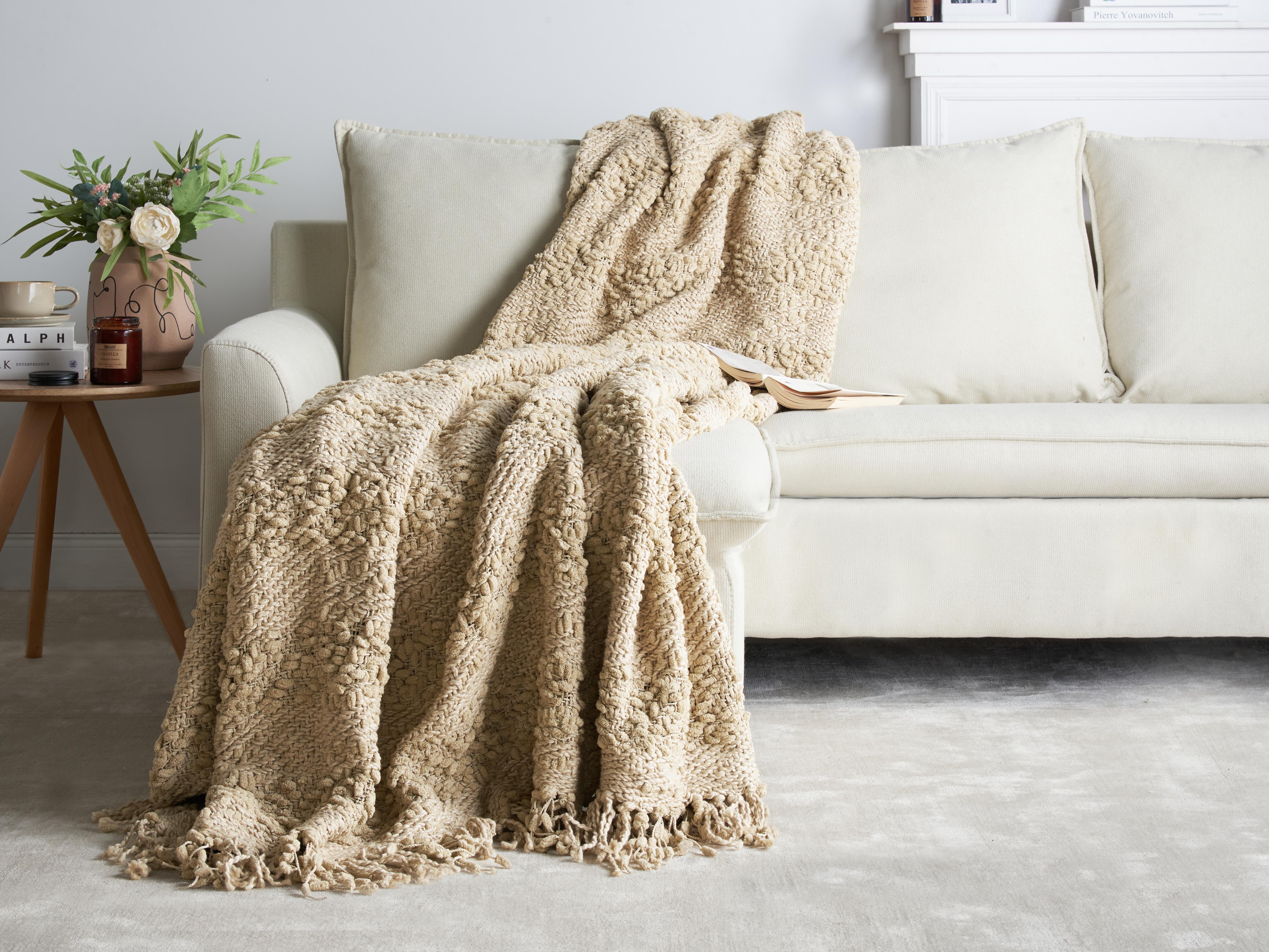 Plaid VELLA Katoen 190 x 230 cm Beige