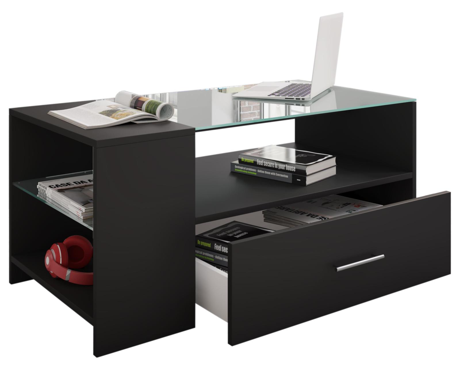 Couchtisch TINDALA - schwarz - Schubkasten - 100 cm