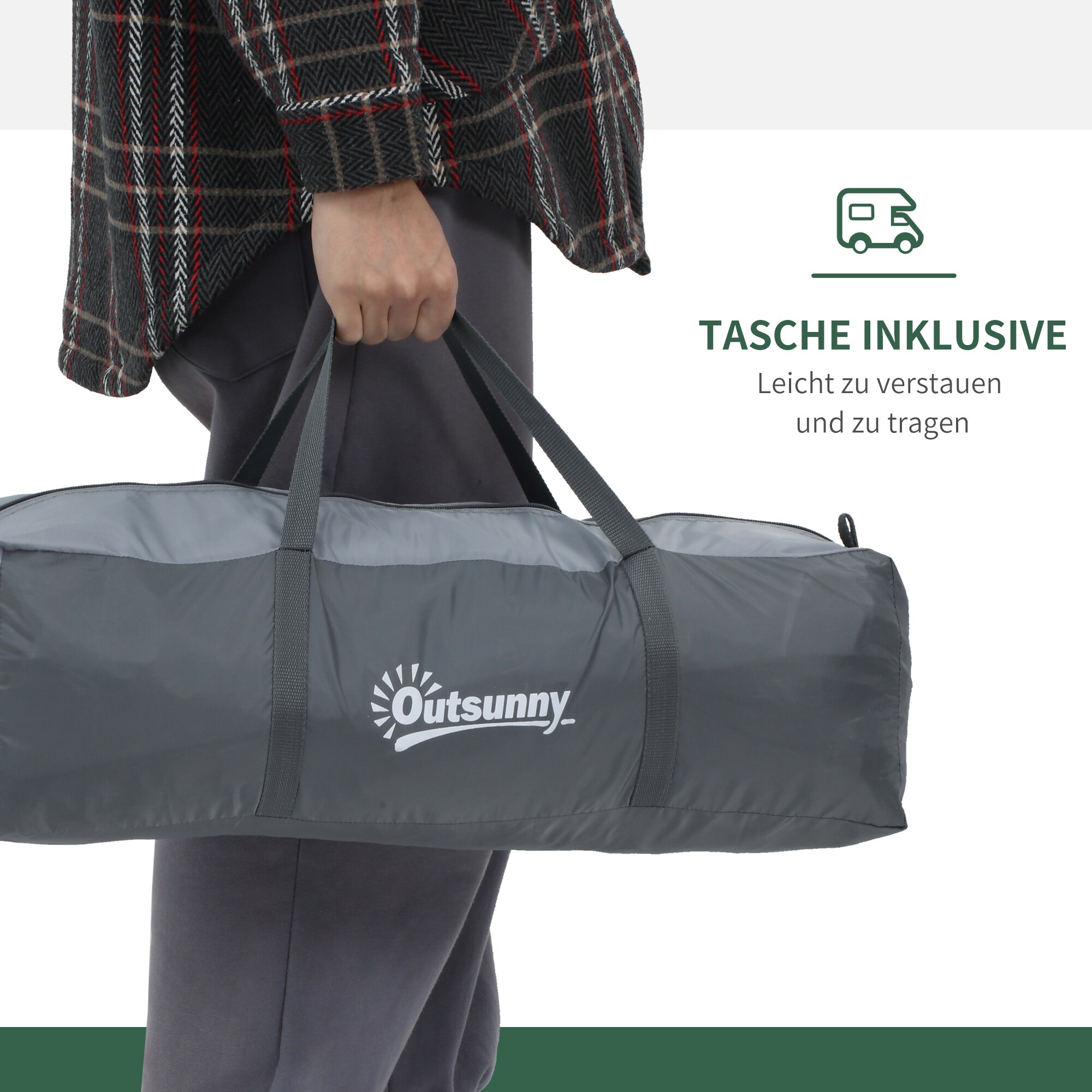 Outsunny Campingzelt mit Meshfenster grau 350L x 220B x 145H cm