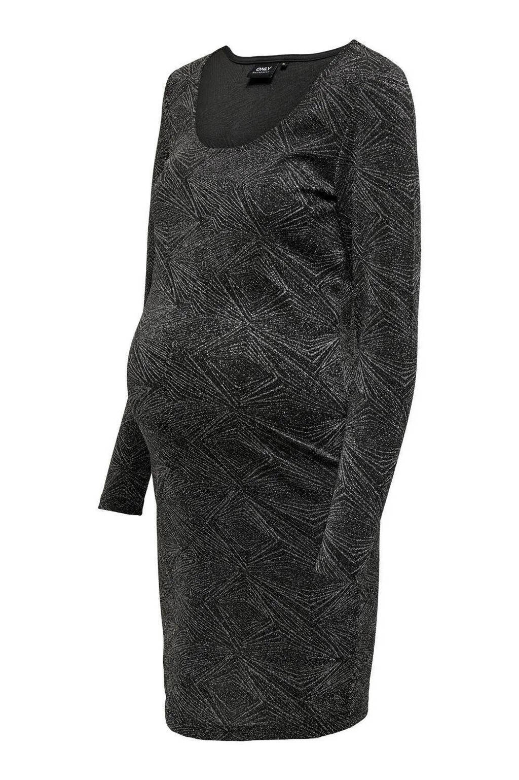 ONLY MATERNITY korte zwangerschaps jurk glitter zilver