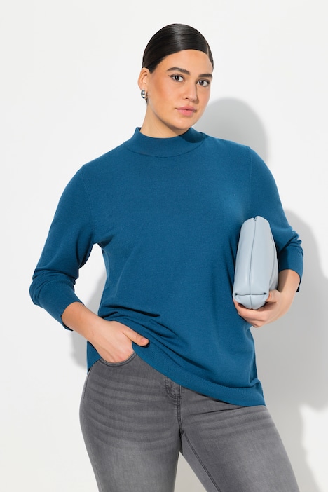 Pullover, Stehkragen, Langarm, Rippbündchen