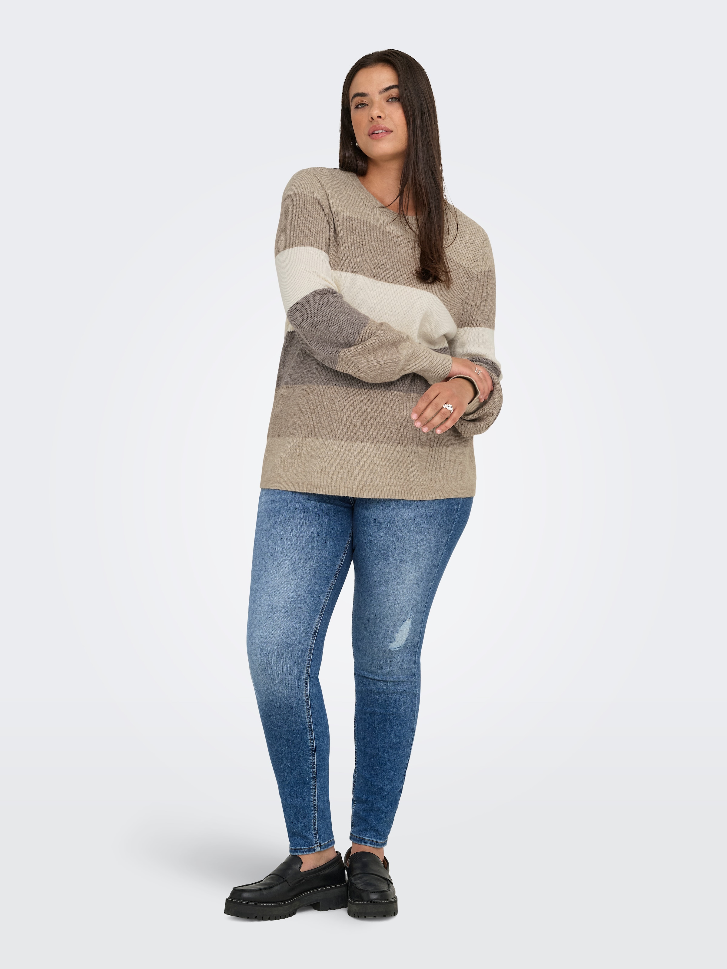 ONLY CARMAKOMA Strickpullover »CARNEW DARIA L/S STRIPE PULLOVER KNT«