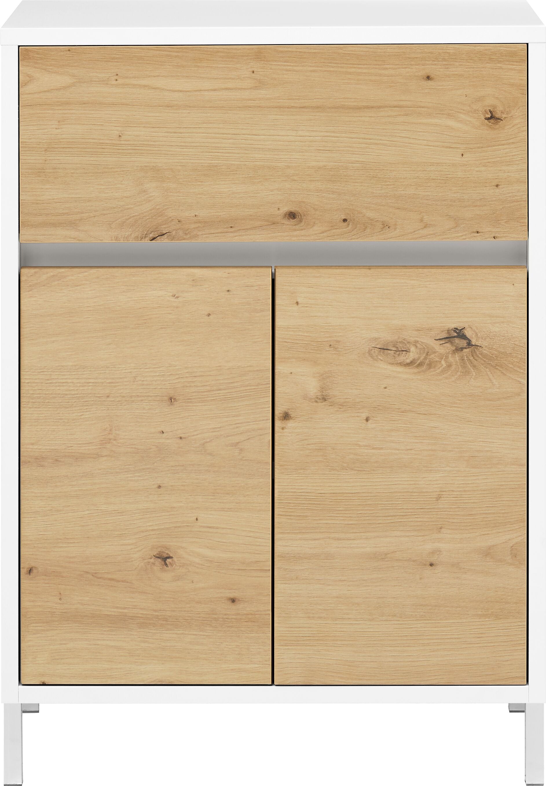SIERRA Beistellmöbel - Weiss / Eiche / B: 60.0 cm x T: 35.0 cm x H: 84.3 cm