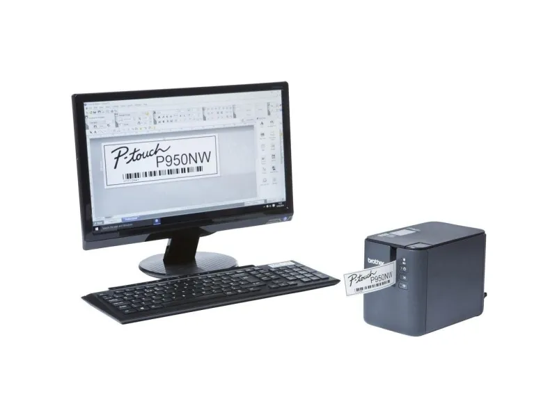 Brother PT-P950NW - Etiketprinter - termo transfer - Rulle (3,6 cm) - 360 x 720 dpi - op til 60 mm/sek. - USB 2.0, LAN, Wi-Fi(n) - cutter
