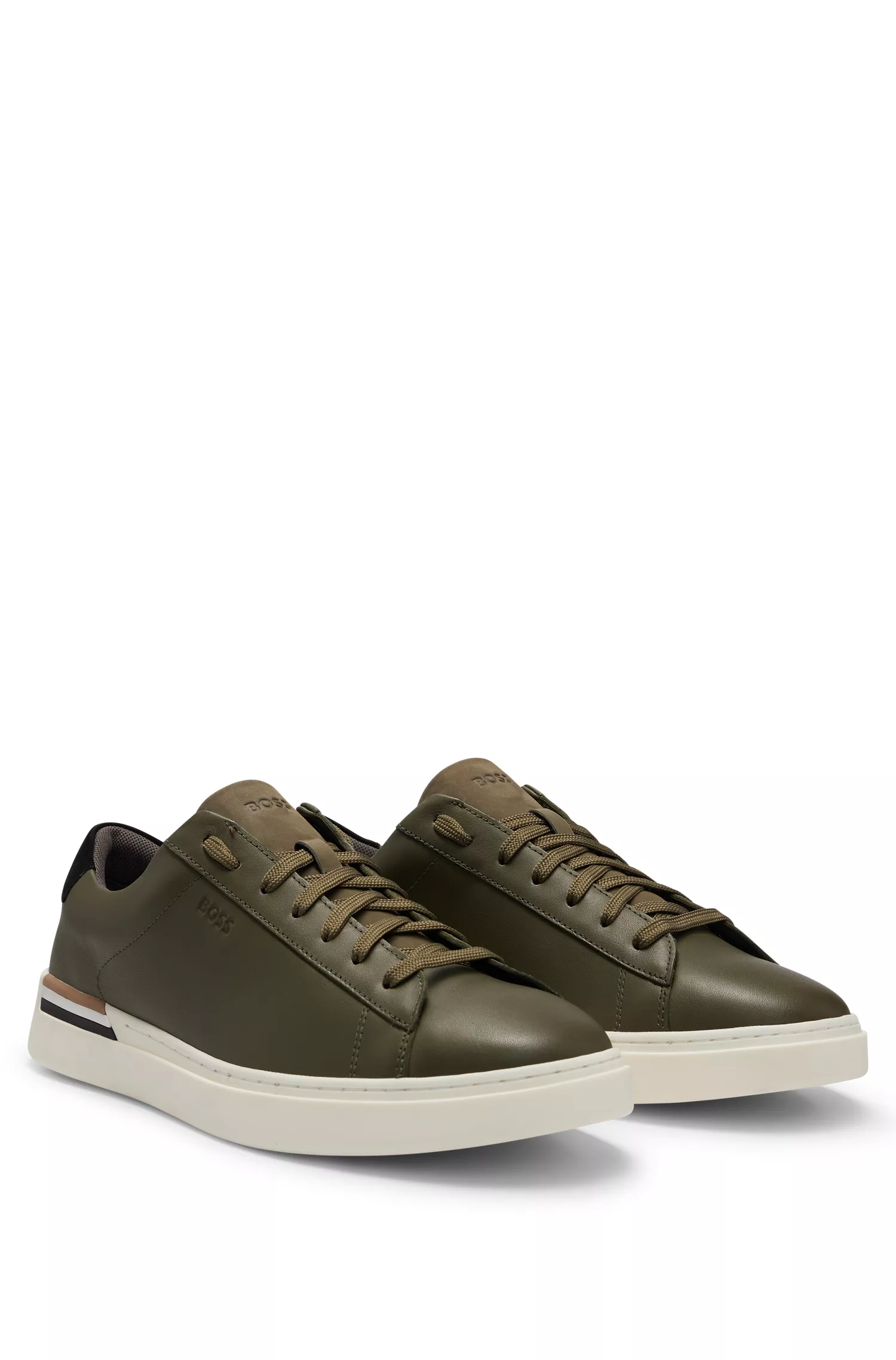 Tênis BOSS Black-Cupsole com cadarço, em couro e nobuck.