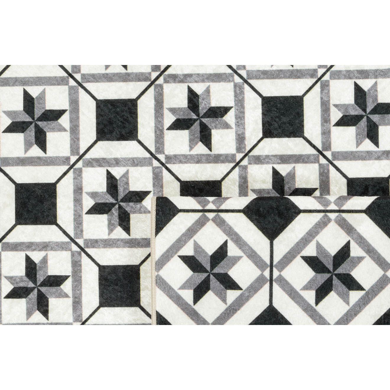 Nazar Rugs Tapis Azulejo 754 noir - 50x100 cm