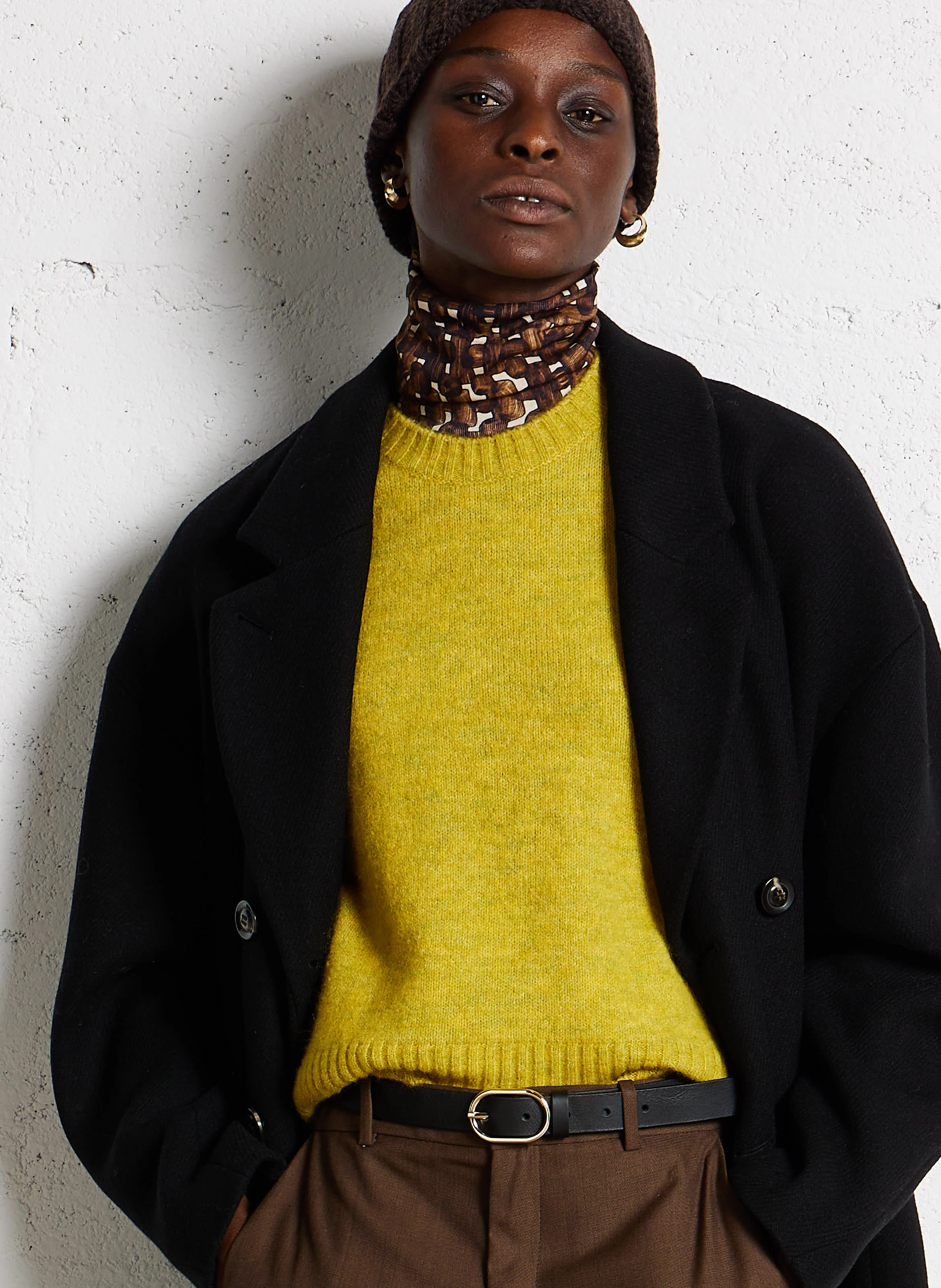 SALFORD - Manteau long tweed en laine| Noir