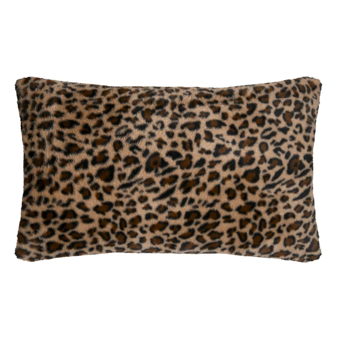 Coussin rectangulaire fausse fourrure léopard (50 x 80 cm) Fauves Camel