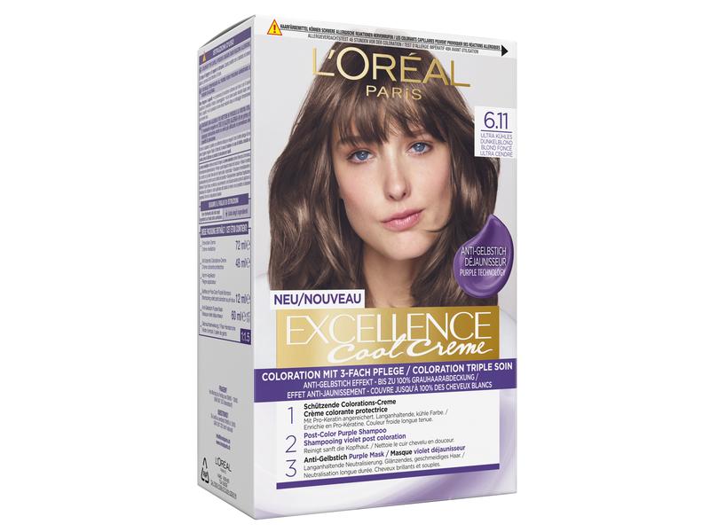 L'Oréal Paris Haarcoloration Cool Crème 6.11 Ultra Kühles D Dauerhafte Haarfarbe mit bis zu 100% Grauhaarabdeckung