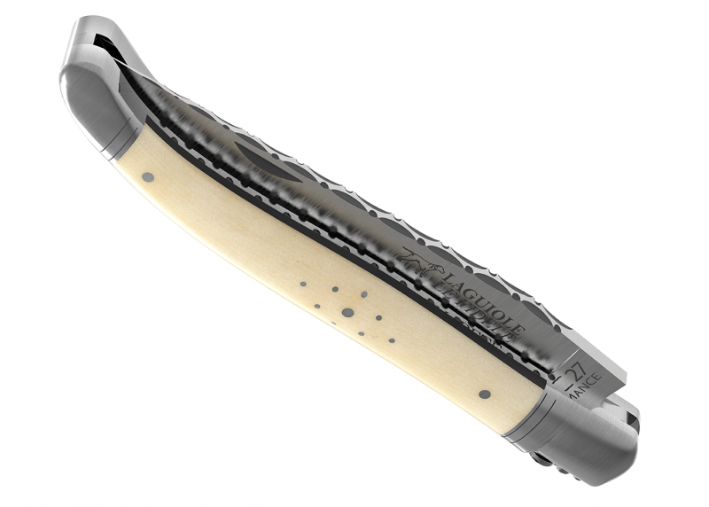 Couteau Laguiole prestige avec un manche en os de bovin et mitres en acier inoxydable