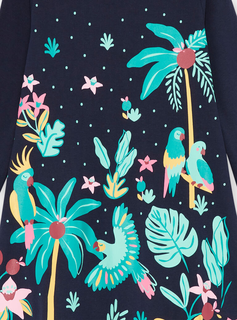 Chemise de nuit bleu à imprimé tropical et legging fille