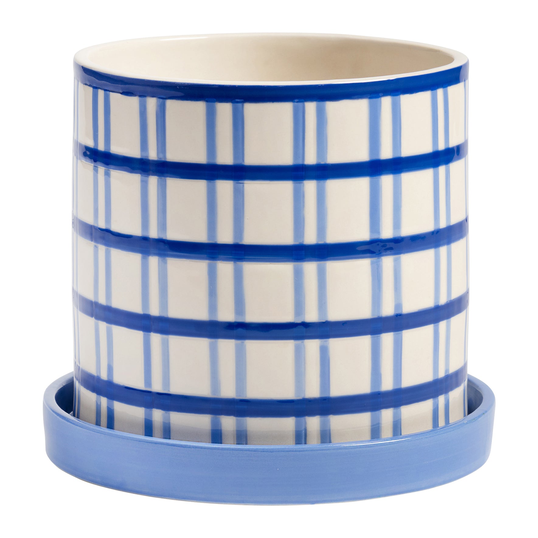&klevering Clash Bloempot Medium - Grid / Blauw