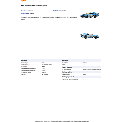 Hot Wheels bat-man biler – flere varianter – assorteret