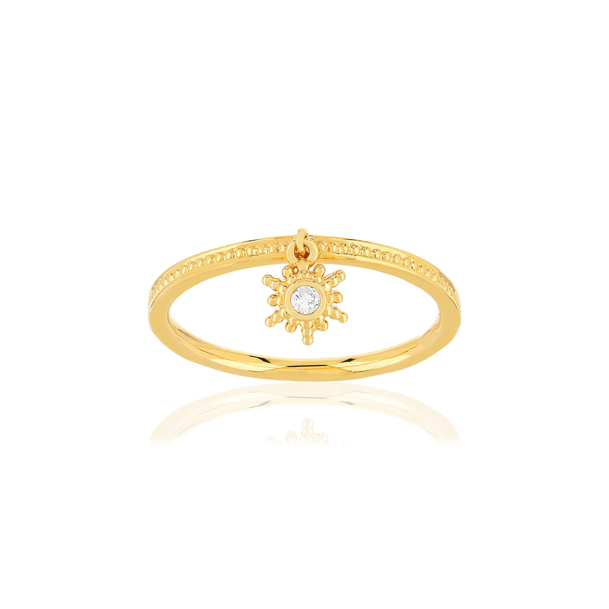 Bague plaqué or zirconias motif soleil