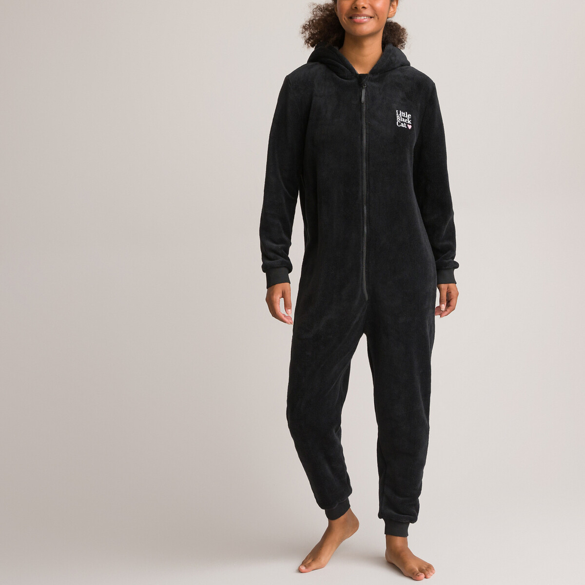 COLEÇÕES LA REDOUTE<br>Macacão, zwarte kat em sherpa