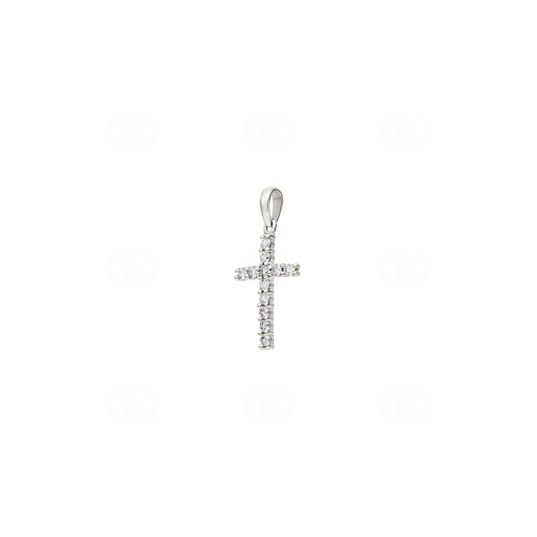 Anhänger 750/18 K Weissgold Kreuz mit Diamanten 0.30ct. H/si