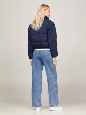 Jaqueta puffer acolchoada reciclada com fita de logo