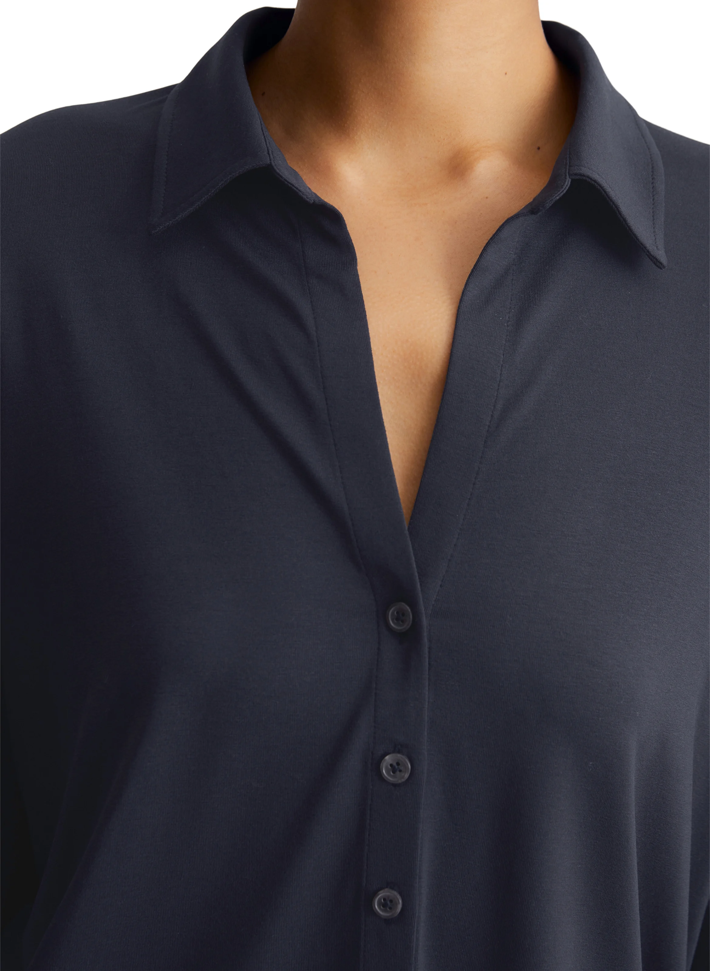 Chemise droite col V | Bleu