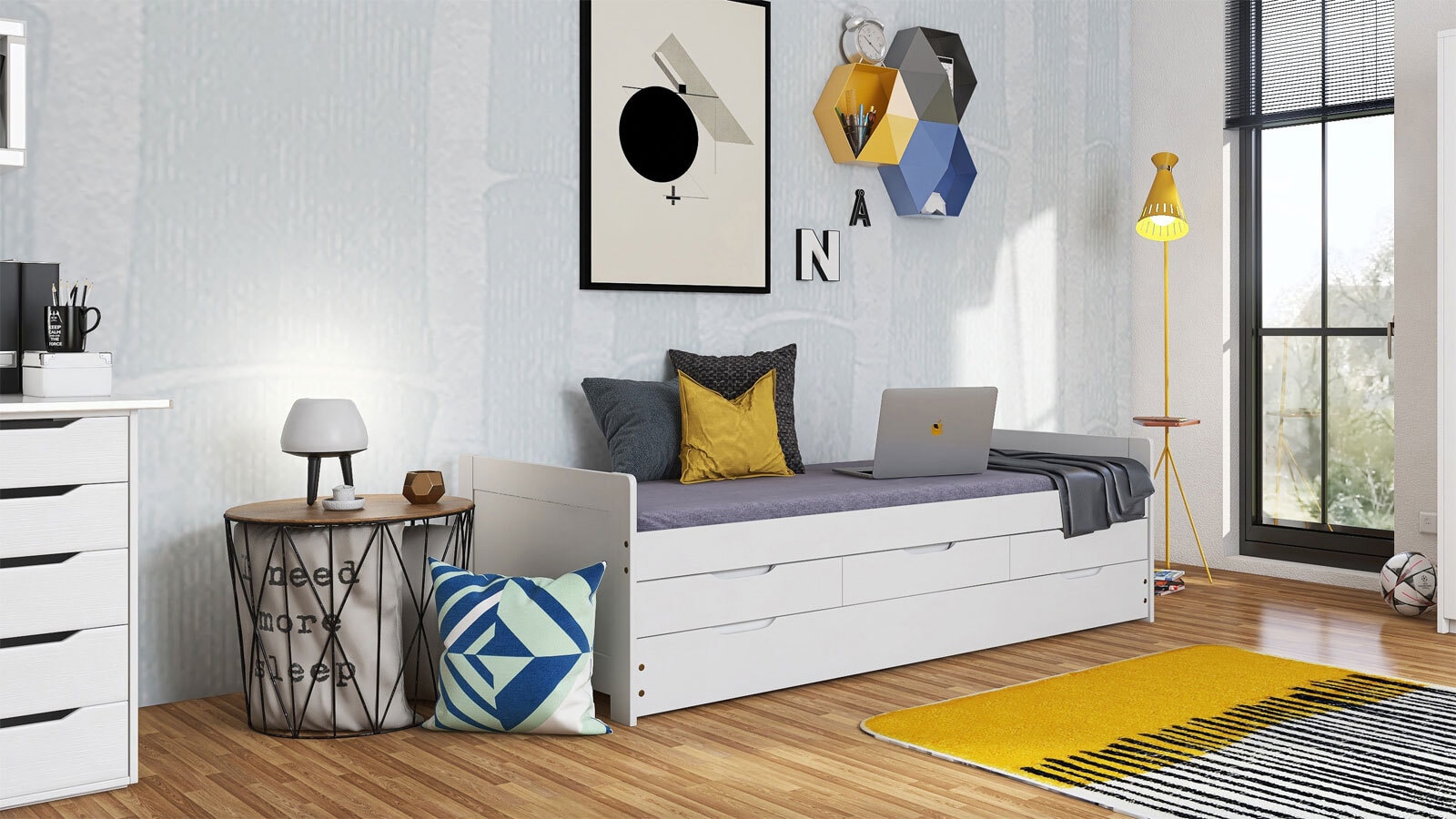 Stauraum-/Funktionsbett MARKUS 90 x 200 cm weiß