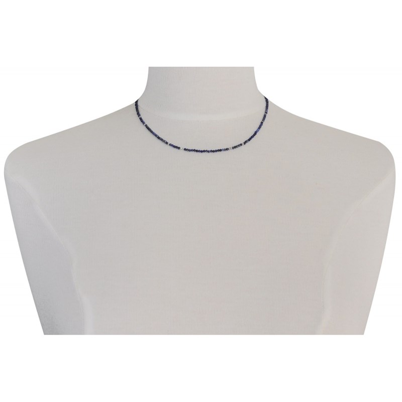 Collier Perles Facettées de Lapis Lazuli et Perles Argent