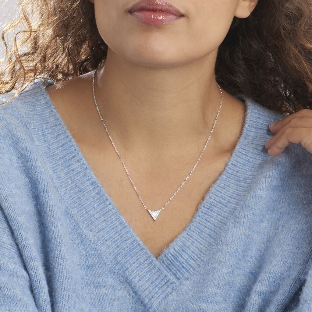 Collier Moric Argent Blanc Oxyde De Zirconium Nacre