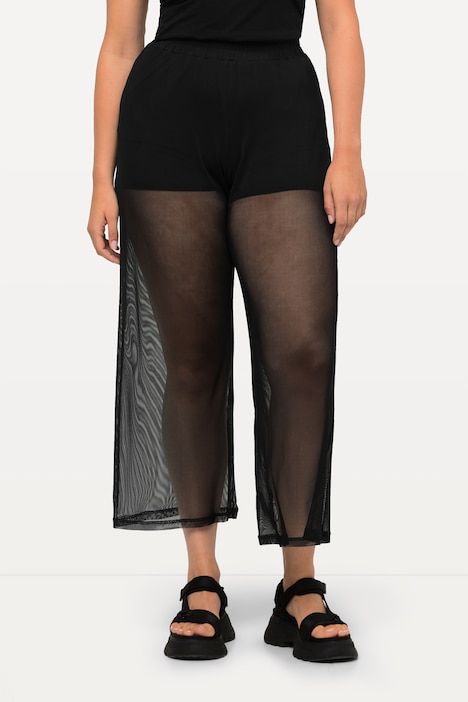 Mesh-Hose, transparent, weites Bein, Elastikbund