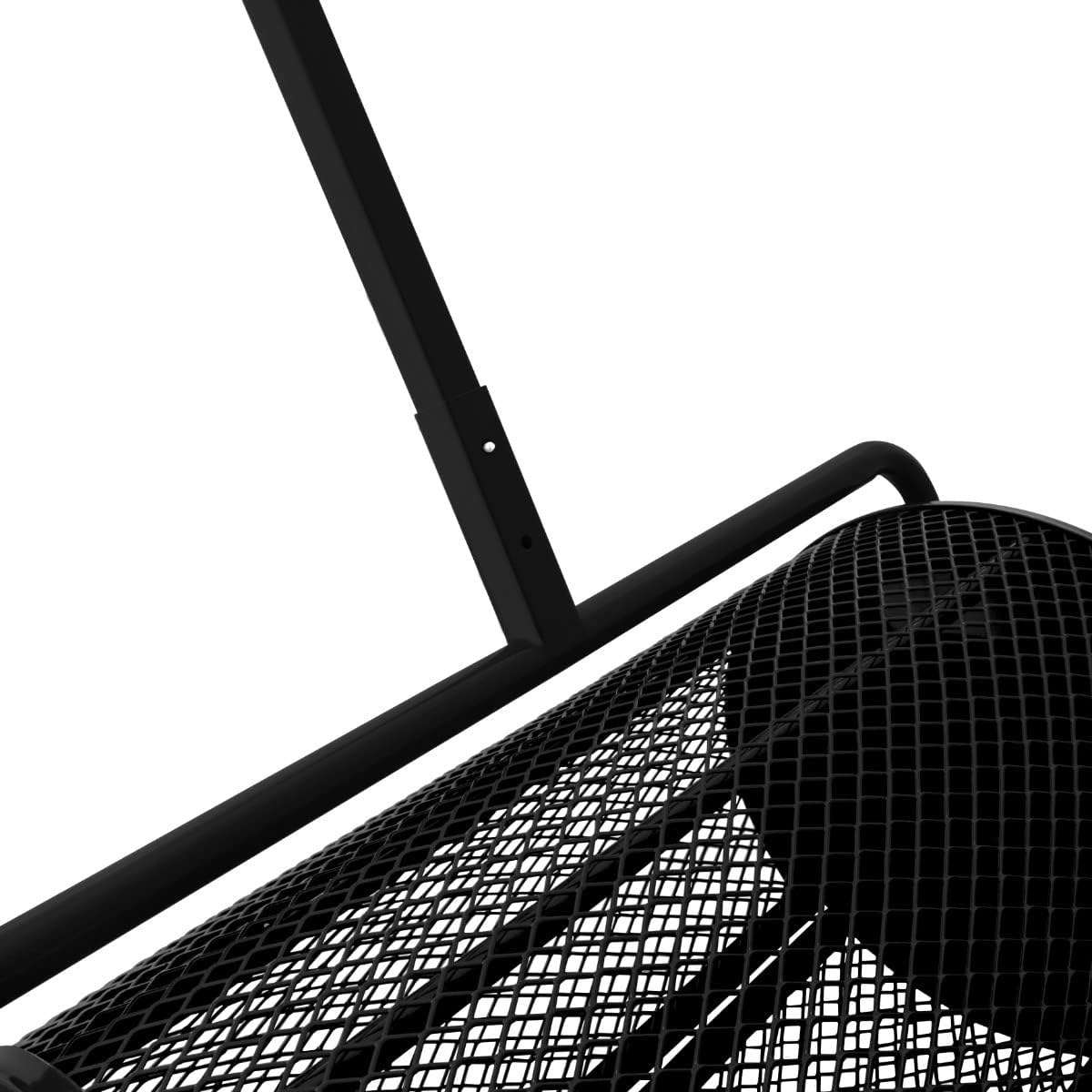 66cm Kompoststreuer Saatgutstreuer Schwarz Torfmoosstreuer Gartenstreuer Düngerstreuer Roller mit T Griff Garten Rasen Gras Stahl Verlängerbarer Griff 80L Maschenkorb Leichtgewichtig GRATIS Handschuhe