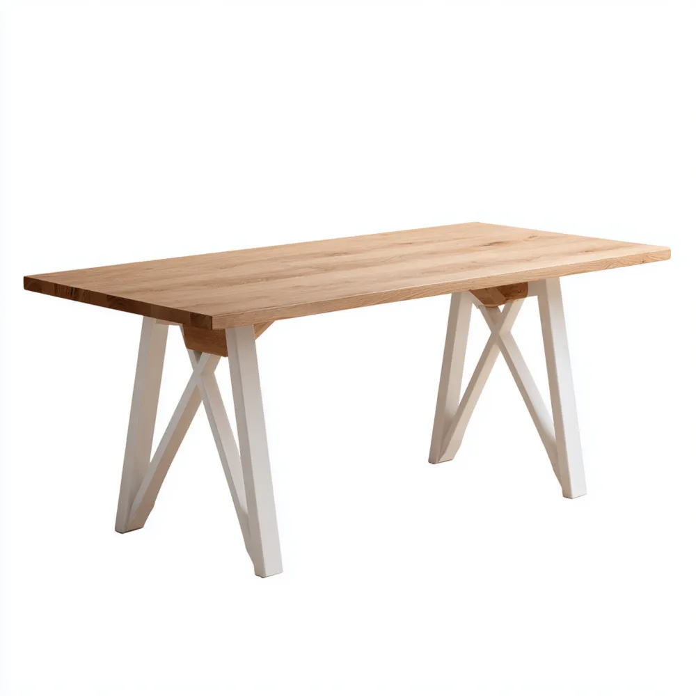 Esstisch Eiche Massivholz 200x100x75 cm – Weiß – Modernes Design