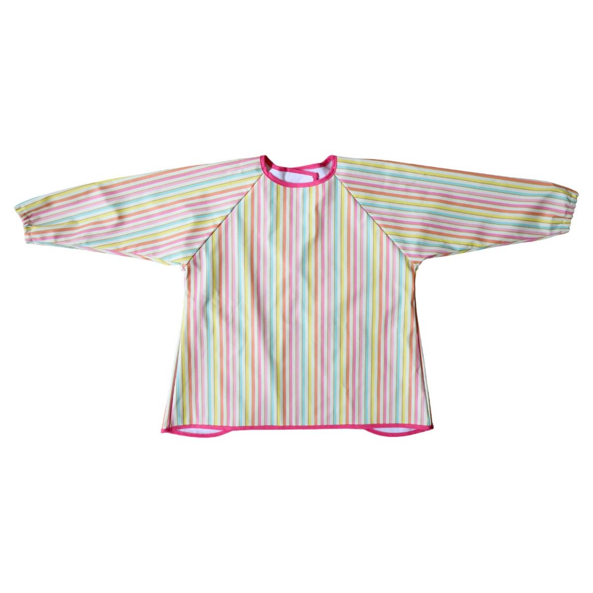 Bavoir tablier manches longues rayé multicolore 3-5 ans - Miaou Jolie saison