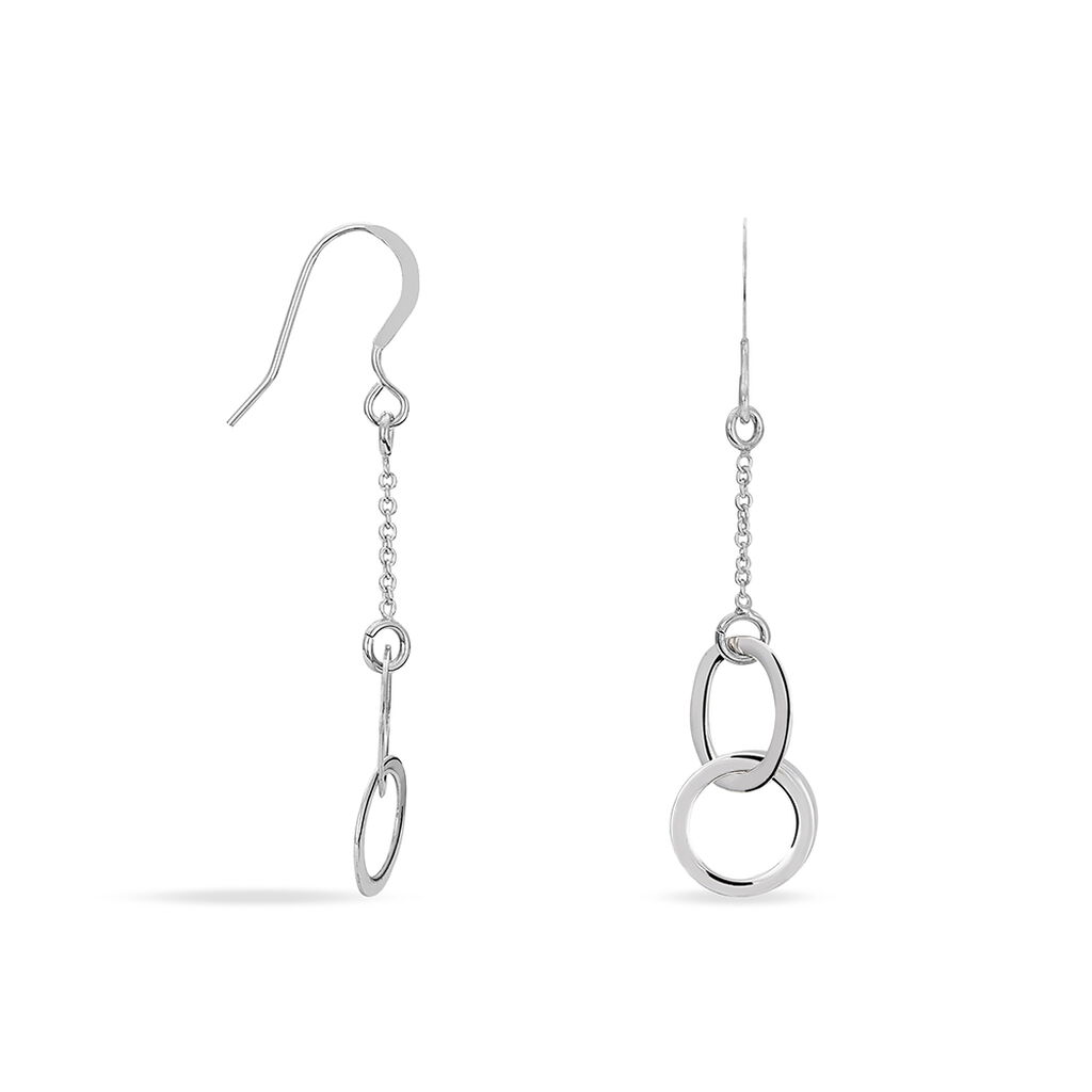 Boucles D'oreilles Pendantes Toi Et Moi Argent Blanc