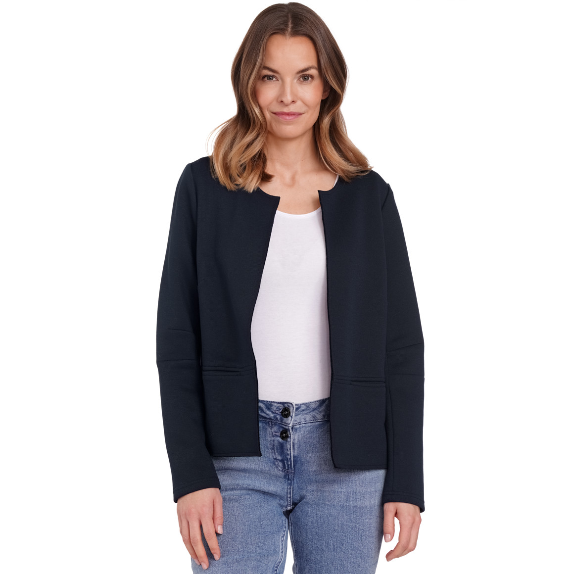 Damen Blazer mit leichter Struktur dunkelblau