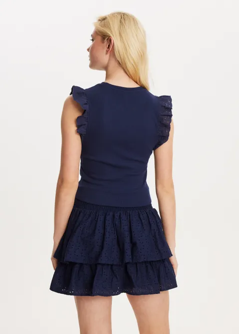Top met ruffles blauw (BLW.D)