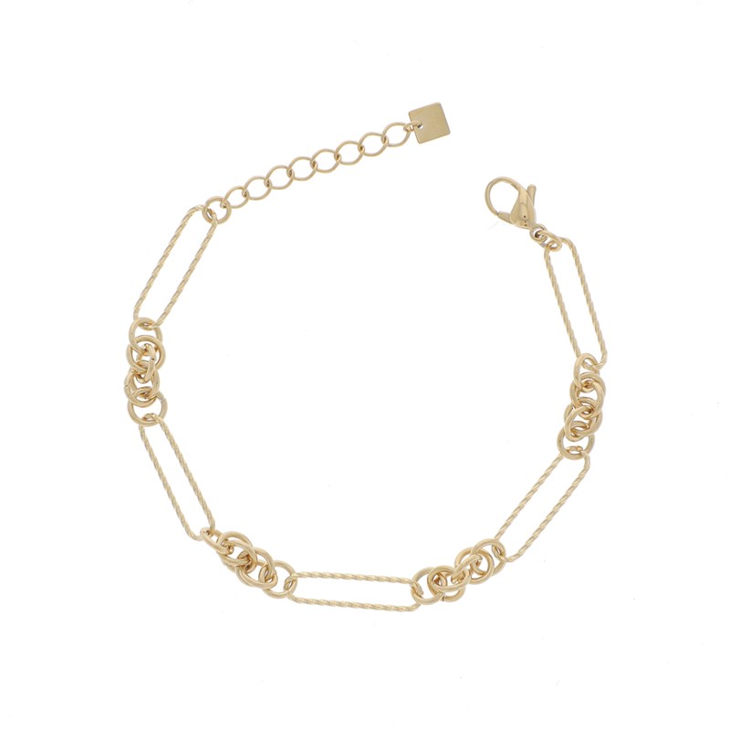 Bracelet en acier maille dorée, chaînette réglable