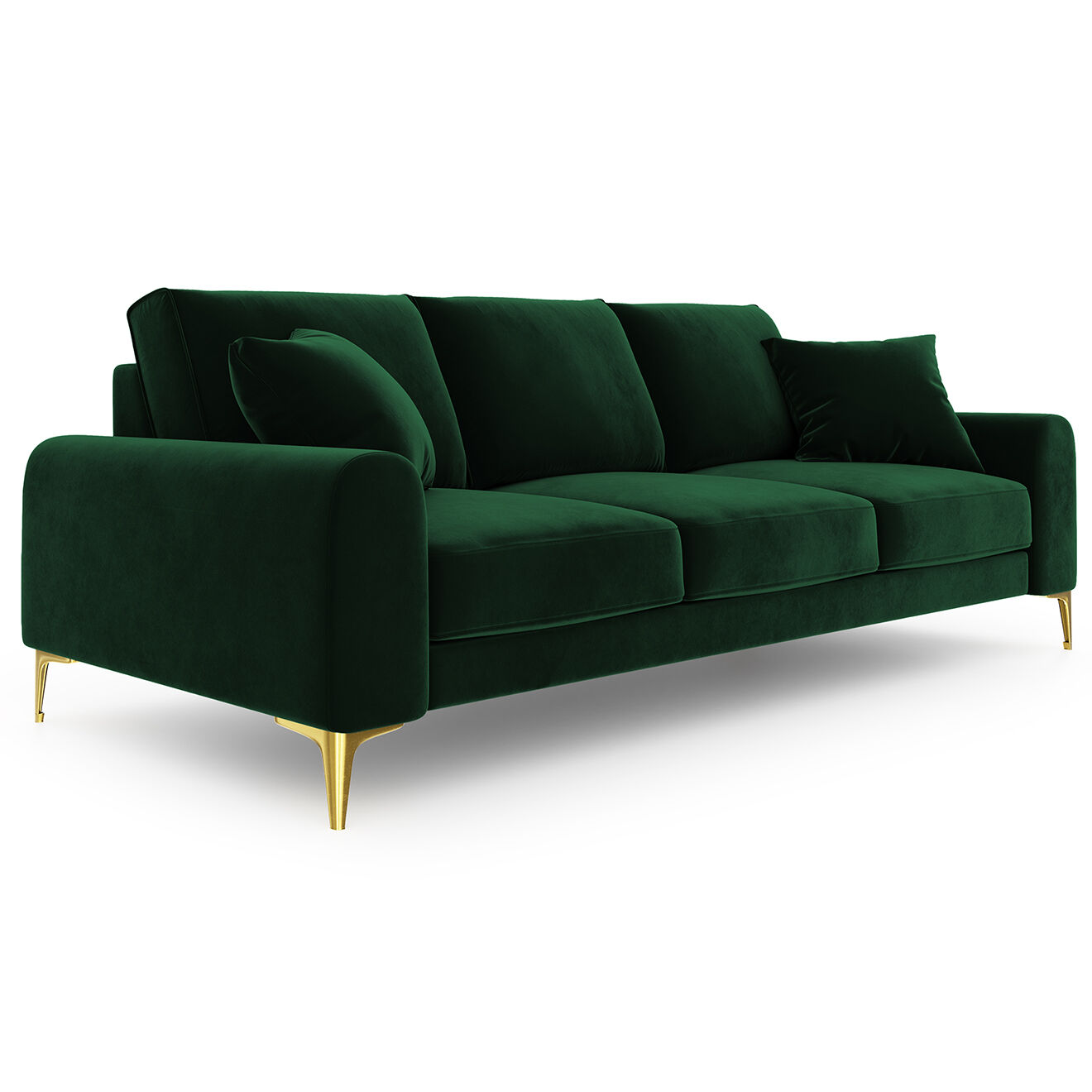 Mazzini Sofas Canapé Velours Madara vert bouteille - 237x102x90 cm