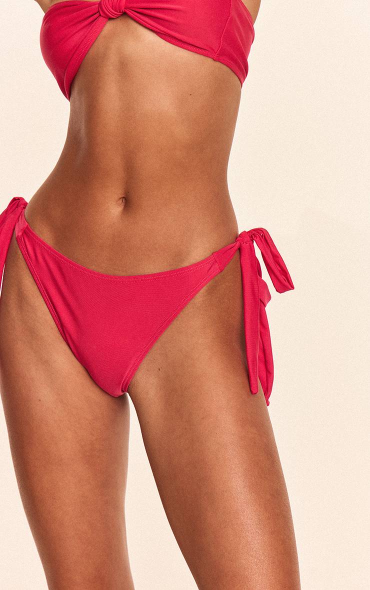 Fuchsia Bas De Bikini Tanga À Nouer Sur Les Côtés