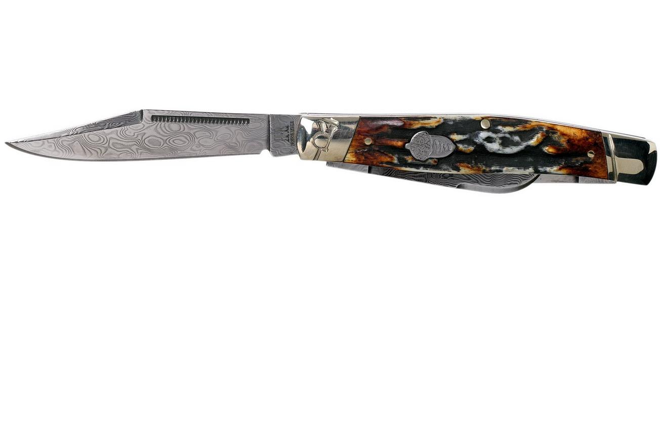 Rough Ryder Stockman Cinnamon Stag RR2160 Damascus slipjoint zakmes