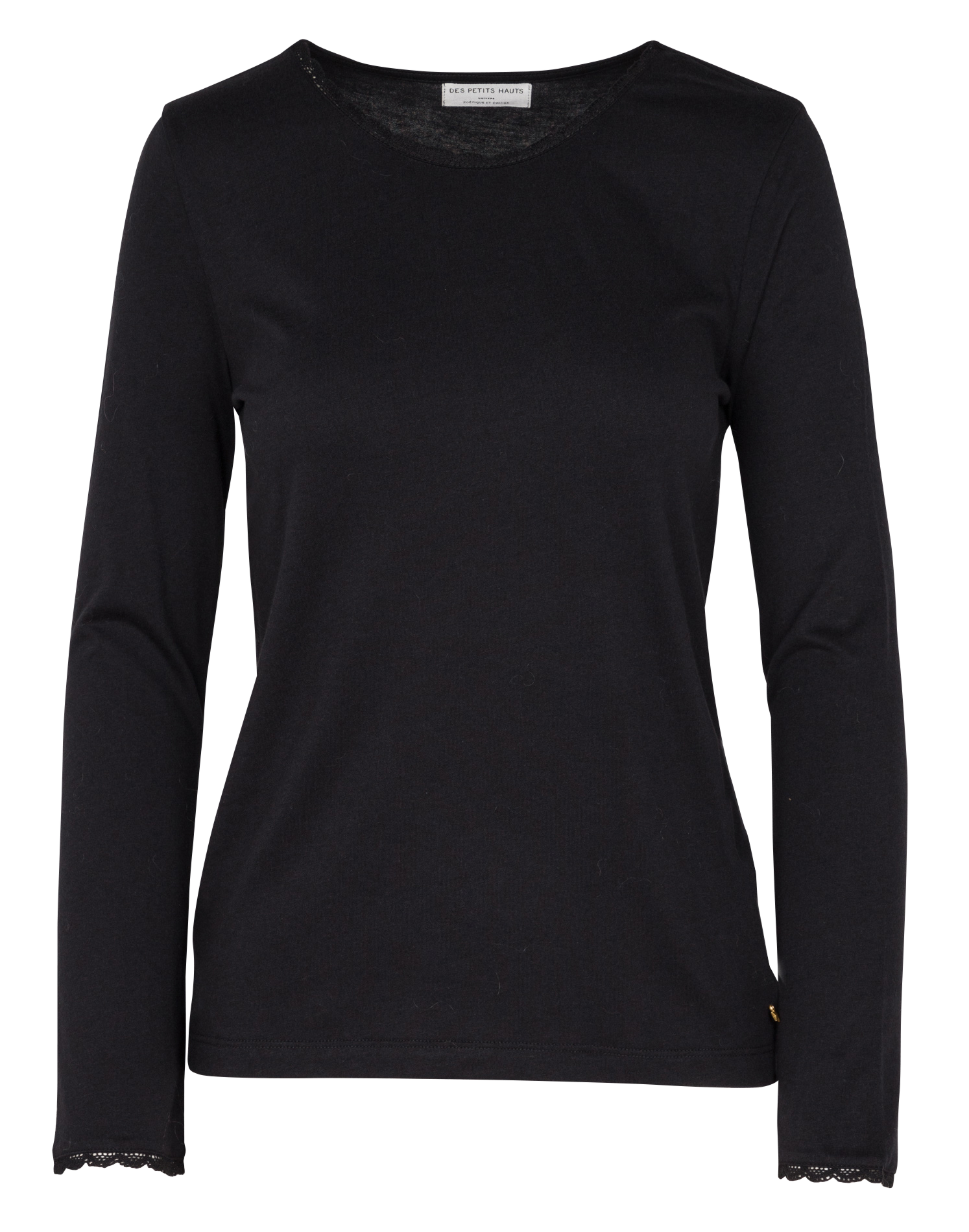 IZELIE - Tee-shirt col rond en coton mélangé | Noir
