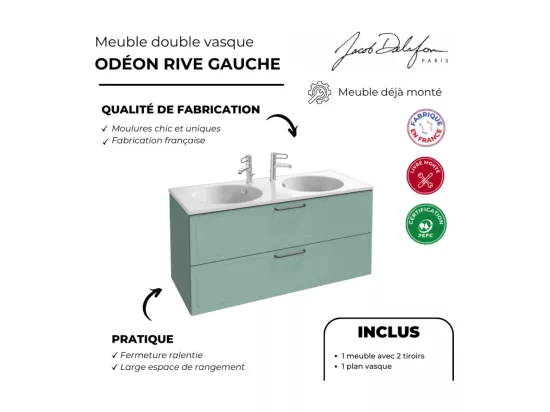 Meuble double vasque 120 cm JACOB DELAFON Odéon Rive Gauche vert olivier