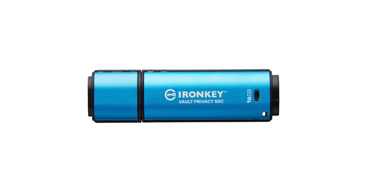 KingstonIronKey Vault Privacy 50 16 GB usb-stick  (Lichtblauw/zwart, USB-C 3.2 Gen 1)