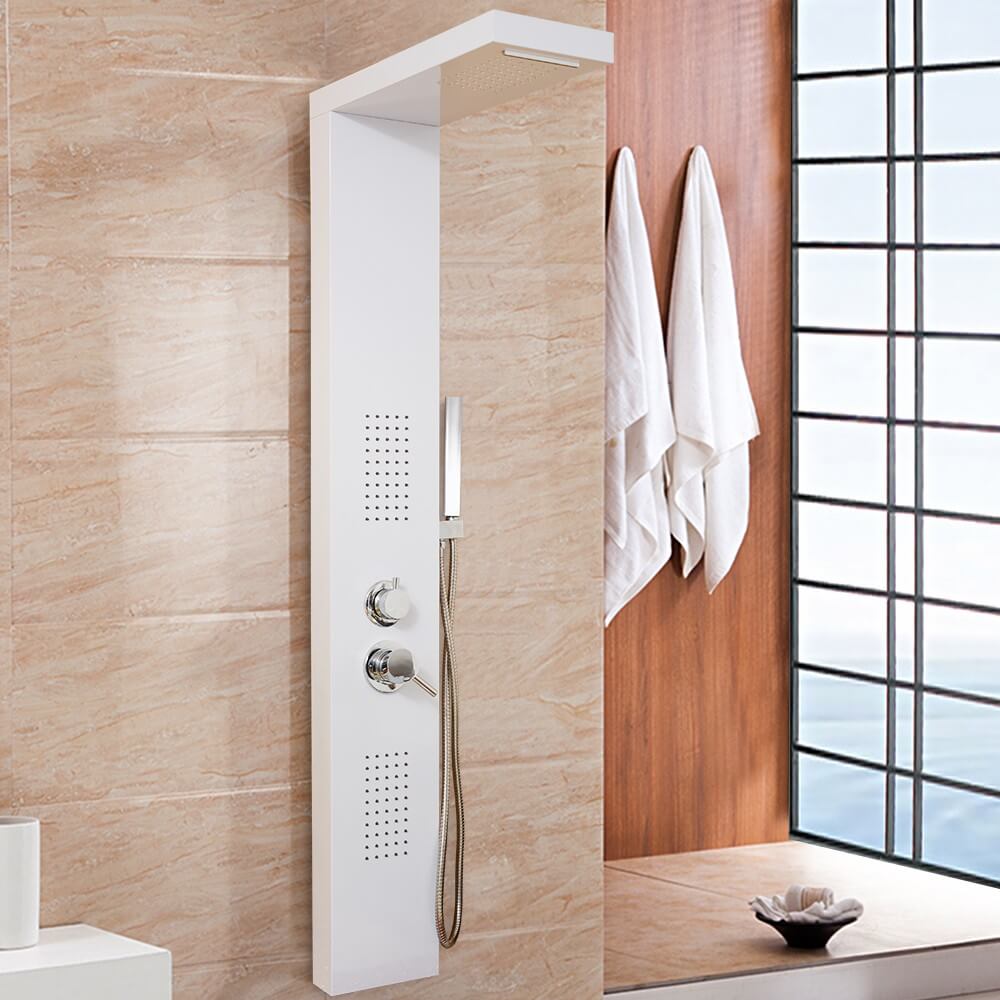 Home Deluxe - Douchepaneel - CASCATA Wit - Afmetingen: 142 x 20 x 50,5 cm, incl. regendouchekop en complete accessoires