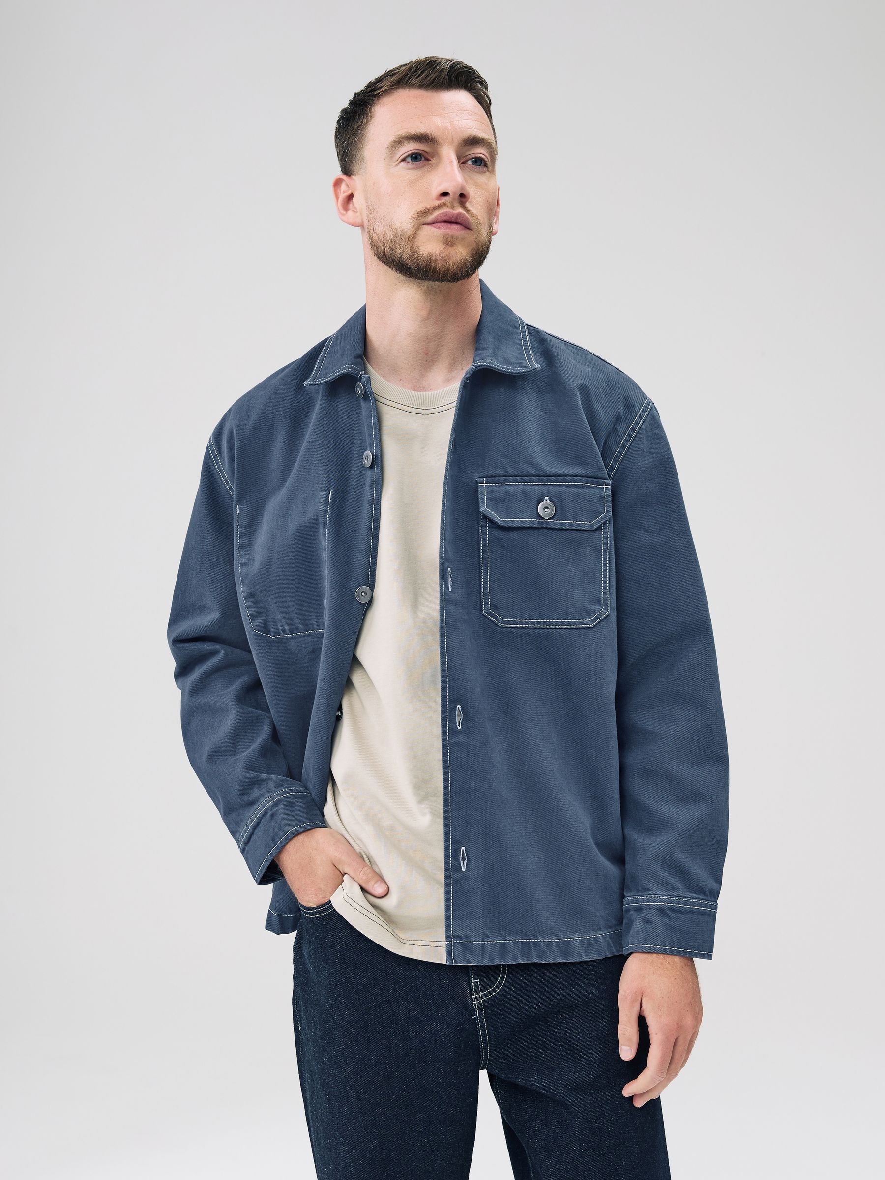 Donkerblauw - Canvas Shacket Overshirt