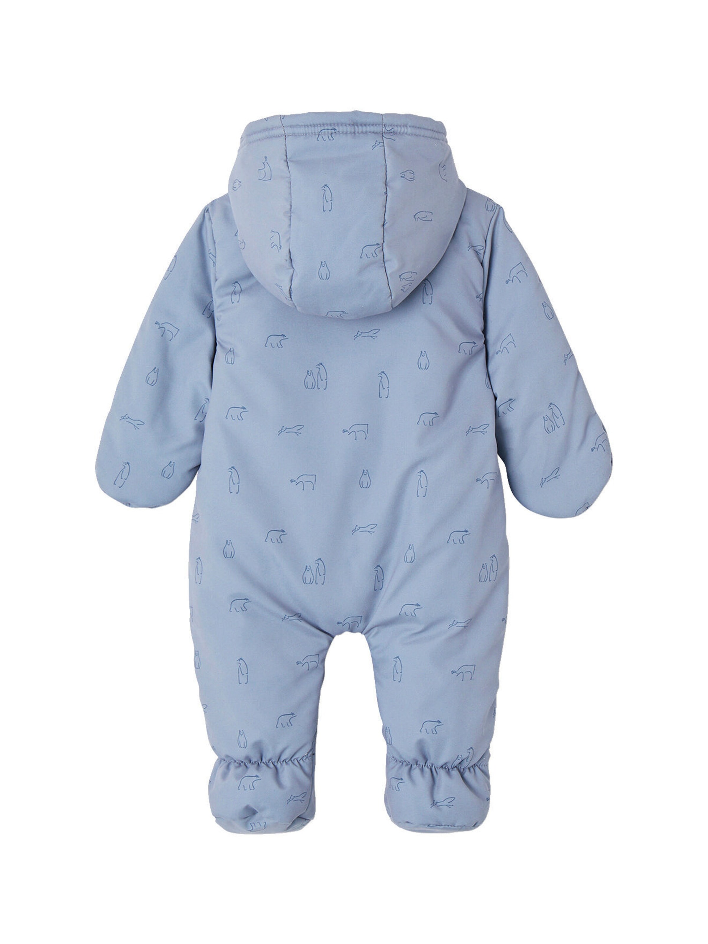 Vertbaudet Baby Winter-Overall mit Teddyprint und Recycling-Material blau