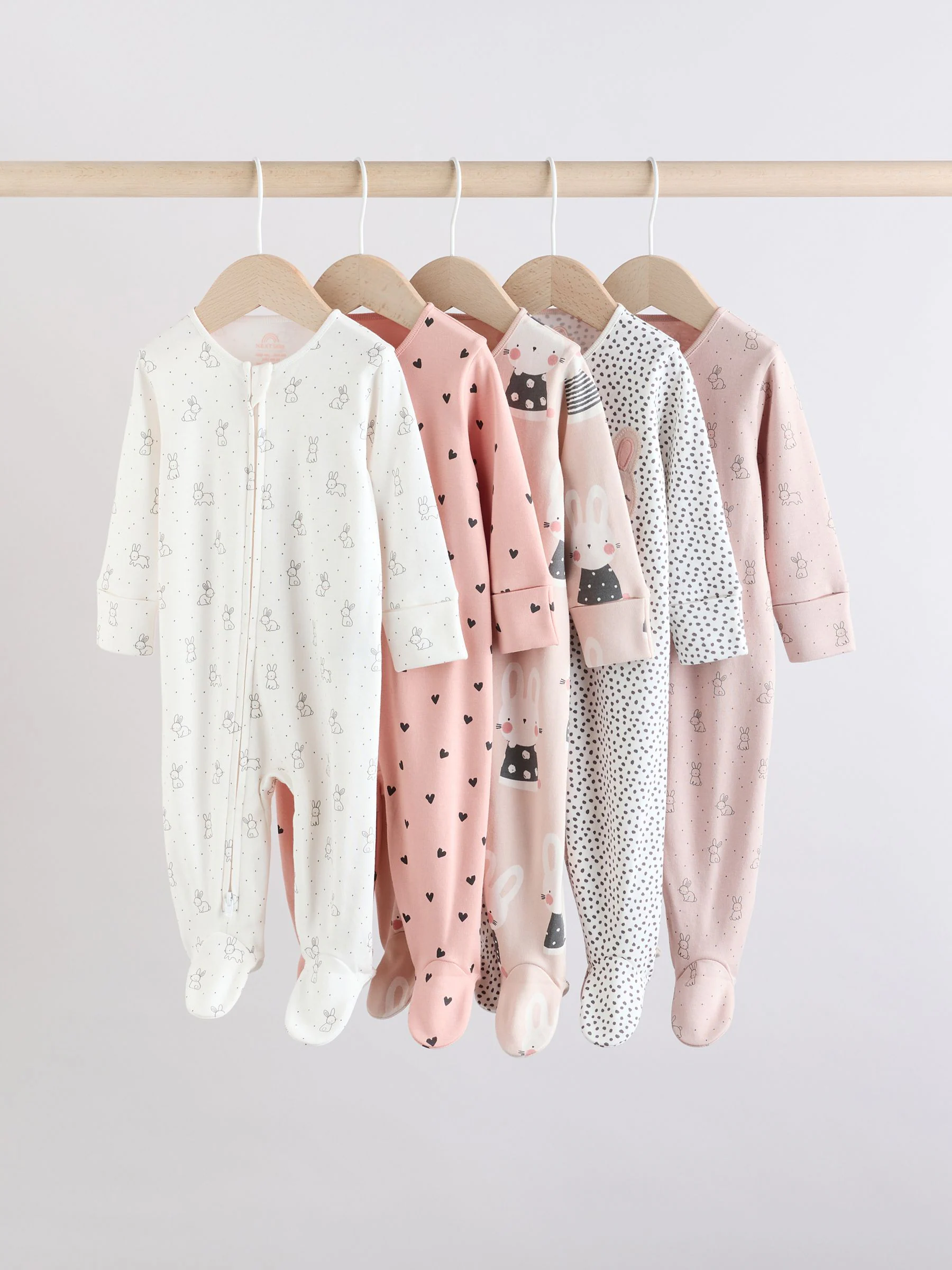 Bruin/crèmekleurig - 5 Pack Baby-pyjama's met tweewegrits (0mnd -2jr)